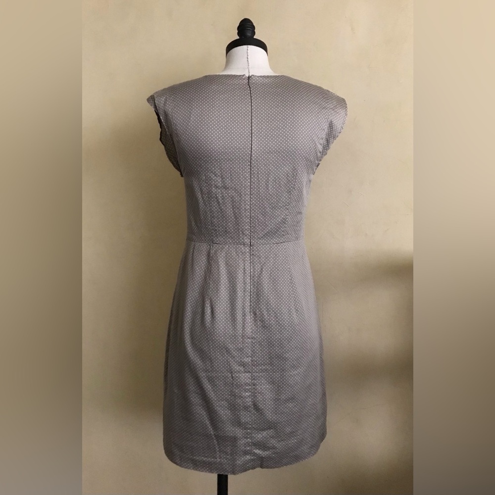 LOFT Gray Dot Cotton Dress with Floral Details - Picture 7 of 11